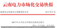 6月云南電力市場化交易快報(bào)：交易電量、價(jià)格均下滑