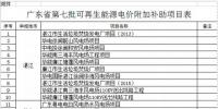 廣東省公示第七批51個可再生能源電價附加補助項目，25個<font color=