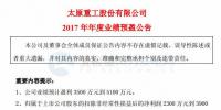 太原重工預計2017年業(yè)績盈利3500 萬元到 5100 萬元