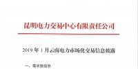 昆明電力交易中心發(fā)布了《2019年01月云南電力市場(chǎng)化交易信息披露》