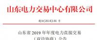 山東省2019年年度電力直接交易（雙邊協(xié)商）12月25日申報