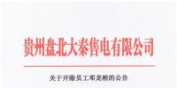 貴州盤北大秦售電有限公司關于開除員工鄧龍裕的<font color=